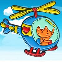 Coloring Book: Cat Driving Helicopter